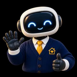 SAL, your friendly AI pal, welcoming you in a navy cardigan and gold tie